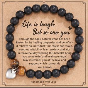 Inspirational Beaded Bracelet With Love Heart Pendant